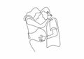 continuous one line pregnant couple in love expecting a child hand-drawn picture silhouette. Single hand drawn vector illustration