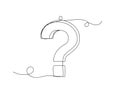 Continuous one line question mark shape editable stroke isolated