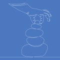 Continuous one line Rock balancing icon concept