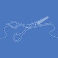 Continuous one line Scissors vector concept