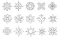 Continuous one line snowflakes. Hand drawn flake, winter holiday snow ornaments and cold ice line art vector symbols set Royalty Free Stock Photo