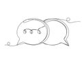 Continuous one line speech bubble shape editable stroke isolated