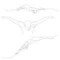 Continuous one line swimmer set. Swimming theme. Summer Olympic Games. Vector