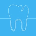 Continuous one line Tooth vector dentist symbol