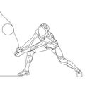Continuous one line volleyball player woman hit the ball