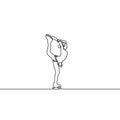 Continuous one line Woman figure skater, vector Royalty Free Stock Photo