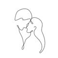 Continuous one simple single abstract line drawing couple design