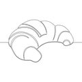 Continuous line drawing Croissant badge bakery icon vector illustration concept