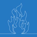 Continuous one line drawing fire icon concept