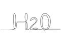 Continuous one single line drawing of H2O in chemistry. Chemical formula for water, ice or steam, two atoms of hydrogen and one