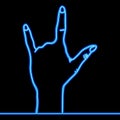 Continuous line hand rocks finger neon concept Royalty Free Stock Photo