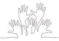 Continuous one single line drawing of human hands. A symbol of solidarity to each other. Teamwork, friendship concept minimalist