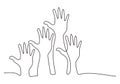 Continuous one single line drawing of human hands. A symbol of solidarity to each other. Teamwork, friendship concept minimalist