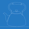 Continuous one line drawing kettle icon concept