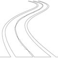 Continuous one single line drawing road concept