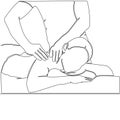 Continuous line drawing spa salon. The master masseuse gives a back massage to a girl icon vector illustration concept