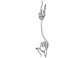 Continuous one single line man and woman hands holding together. Expression of love with holding hands each other isolate on white