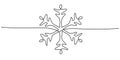 Continuous one single line of snowflake for christmas ornament decoration isolated on white background Royalty Free Stock Photo