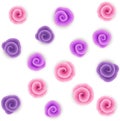 Continuous Paper Craft Spiral Watercolor Cartoon Roses Pattern Seamless Pink Floral Background