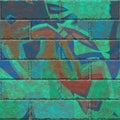 Continuous pattern of graffiti brick wall