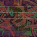 Continuous pattern of graffiti brick wall