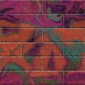 Continuous pattern of graffiti brick wall