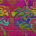 Continuous pattern of graffiti brick wall