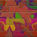 Continuous pattern of graffiti brick wall