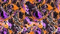 continuous pattern with a marble feel. Abstract backdrop with shades of purple, orange, blackground Royalty Free Stock Photo