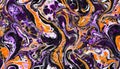 continuous pattern with a marble feel. Abstract backdrop with shades of purple, orange, blackground Royalty Free Stock Photo