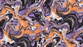continuous pattern with a marble feel. Abstract backdrop with shades of purple, orange, blackground Royalty Free Stock Photo