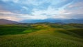 The continuous Qilian mountains at sunset time