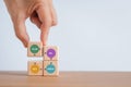 Continuous quality improvement model of four key stages (Plan, Do, Check, Action or PDCA), efficiency concept. Solving