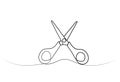 continuous simple line style drawing of scissors. vector illustration