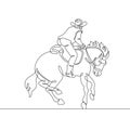 Continuous single drawn line art doodle cowboy