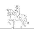 Continuous single drawn line art doodle cowboy