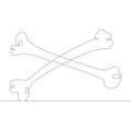 Continuous single drawn line art doodle crossbones Royalty Free Stock Photo