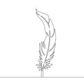 Continuous single drawn line art doodle feather, bird