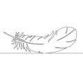 Continuous single drawn line art doodle feather, bird