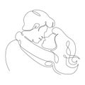 Continuous single drawn line art doodle love, couple, kiss
