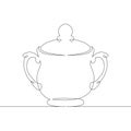 continuous single drawn line art doodle sugar bowl