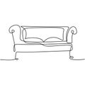 Continuous single drawn line sofa. Armchair furniture. Interior sketch of the living room of cafe. One drawing line drawn by hand Royalty Free Stock Photo