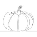 Continuous single drawn one line pumpkin hand-drawn picture silhouette. Line art