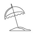 Continuous single drawn one line umbrella for beach hand-drawn picture silhouette. Line art. sun protection umbrella. Summer