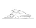 Continuous single line drawing art of Luxury Yacht. Speed boat line art drawing vector illustration