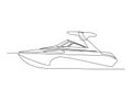 Continuous single line drawing art of Luxury Yacht. Speed boat line art drawing vector illustration