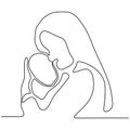 Continuous single line drawing of baby born with mother vector illustration simplicity design