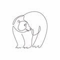 Continuous single line drawing of bear wild animals vector illustration. One hand drawn winter animal mascot minimalism of polar