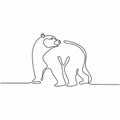 Continuous single line drawing of bear wild animals vector illustration. One hand drawn winter animal mascot minimalism of polar Royalty Free Stock Photo