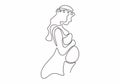 Continuous single line drawing of Happy pregnant woman, silhouette picture of mother. Vector illustration simplicity design Royalty Free Stock Photo